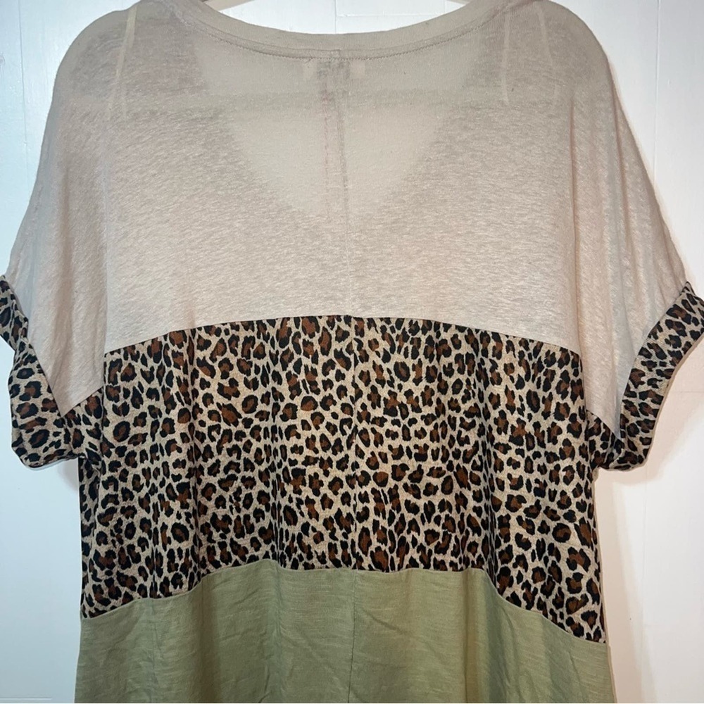 NWT Umgee Linen Blend Cheetah Print Lightweight Boho T-shirt Mini Dress S - Picture 6 of 12